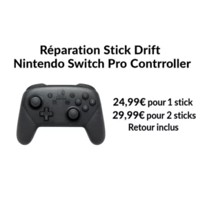 Réparation stick drift manette Nintendo Switch Pro – remplacement joystick, retour inclus