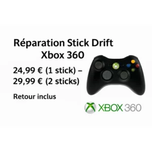 Réparation stick drift manette Xbox 360 – remplacement joystick, retour inclus